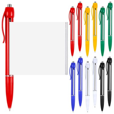 Trandraft 12 Pcs Rollout Paper Pen Retractable Pullout Banner Pen for School Office Multicolor Ballpoint Pen with Paper Scroll Inside, 6 Colors