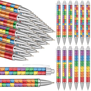 Jetec 48 Pcs Building Block Ballpoint Pens Building Block Party Favors Gifts Bulk Writing Pens Black Ink Cute Pens Retractable Journaling Pens for Children Gift School Rewards Office Birthday Favors