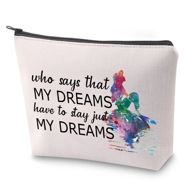 ZJXHPO Mermaid Cosmetic Bag Ariel Fans Makeup Bag With Zipper Mermaid Princess Toiletry Bag Mermaid Inspired Gift For Woman (my dreams)