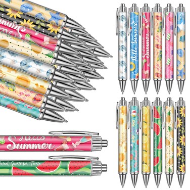 Chiisong 120 Pcs Summer Theme Cute Ballpoint Pens Comfortable Writing Cute Black Pens Medium Point 1mm Black Ink Retractable Pretty Journaling Pens for Men Women School Office Supplies Party Gifts
