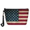 Amzbeauty Women&#39;s American Flag Makeup Bag PU Leather Purse Toiletry Pouch Travel Cosmetic Bags with Handle Zipper