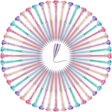 60 Pack Big Crystal Diamond Pens Bling Ballpoint Pen Bridal Shower Pens Fancy Glitter Pen Black Ink Rhinestone Pen for Women Students School Office Supplies Wedding Birthday Party Present, 4 Colors