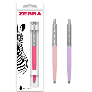 Zebra Pen 901 Retractable Ballpoint Pen - Medium Point 1.0mm Nib - Black Ink - Deep Pink, Pastel Pink &amp; Pastel Purple - Pack of 3