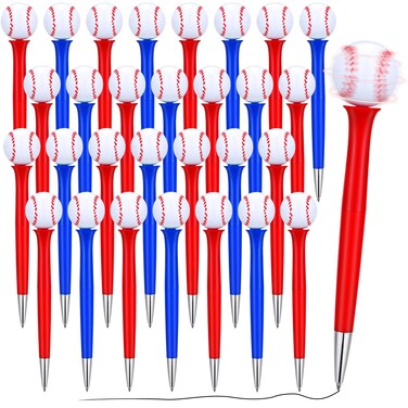 Sayglossy 30 Pcs Basketball Baseball Sports Themed Novelty Writing Ballpoint Pens Funny Pen for Teens for Birthday Party School Office Desk Stationery Class Reward Supplies(Baseball)