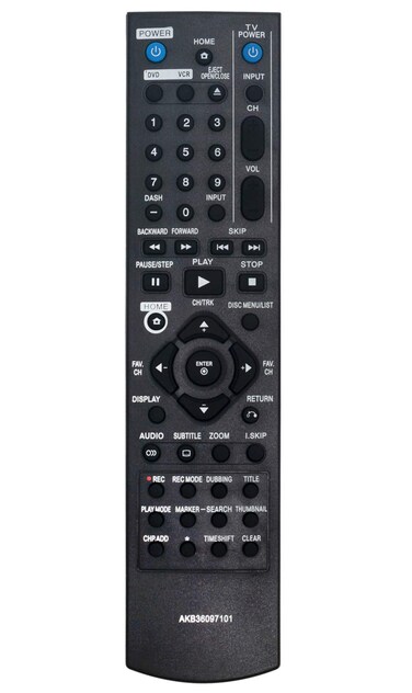 AIDITIYMI AKB36097101 Replacement Remote Fit for LG DVD VCR Combo DVD Recorder Video Cassette Recorder RC897T RC700N RC797T RC397HM RC397H RC389H 6711R1N203A