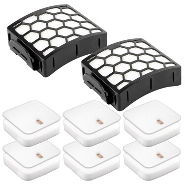 (8 Pack) 2 Hepa Filters + 6 Foam Filters Compatible With Shark LA502, LA322, LA702, LA502, LA301, LA300, LA455, LA702 Rotator Lift-Away ADV DuoClean PowerFins Upright Vacuum Replacement Filter