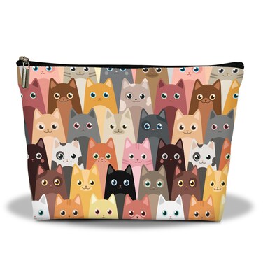 Ziyouza Makeup Bag, Kitty Travel Makeup Organizer Bag, Portable Toiletry Makeup Pouch, Storage Makeup Zipper Bag,Gifts for Women Sister Kitten Lover Wife Cat Owner Friend Girl Mom -23