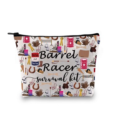 GJTIM Barrel Racing Gift Barrel Racer Survival Kit Horse Pouch Horseback Riding Equestrian Toiletry Makeup Bag (Survival Barrel Racer 2 Bag)