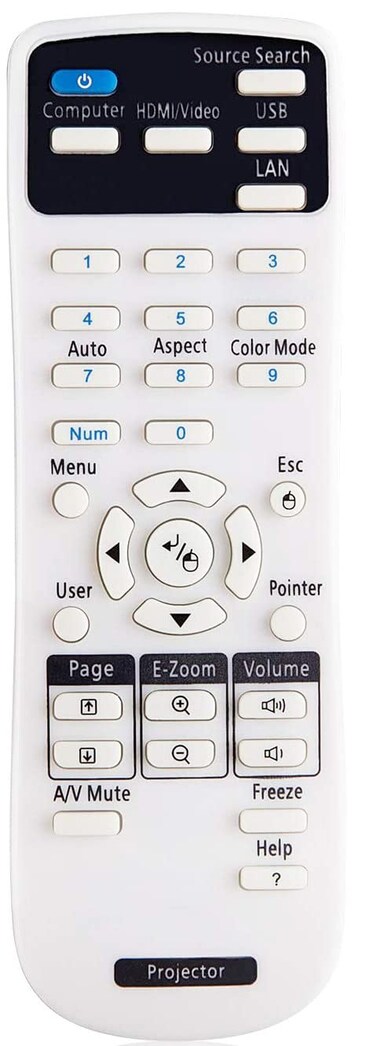 Universal Projector Remote Control, Compatible with All Epson Projector, Home Cinema, Powerlite, EB, EX, VS, BrightLink, EMP Series Projectors