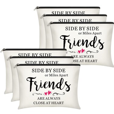 Xuniea 6 Pieces Friendship Cosmetic Bag Friendship Gifts for Women Girls Weekend Gifts Friends Makeup Bag for Friendship Travel Pouch Friend BFF Gifts for Women Birthday Christmas(Heart Pattern)