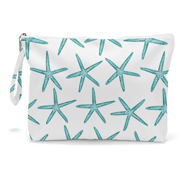 Fokongna Wet Bag, Travel Makeup Bag, Wet Dry Bag, Wet Bag for Swimsuit, Beach Pool Diapers Dirty Yoga Gym Clothes Zipper Pouch for Women Sister Friends Wet Bag Ocean Sea Shells Beach Starfish.358