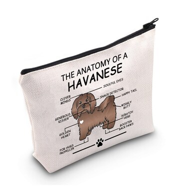 LEVLO Funny Havanese Lovers Gifts The Anatomy of A Havanese Clever Minds Cosmetic Bags Havanese Veterinary Mom Travel Toiletry Bags(Havanese)
