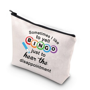 MNIGIU Bingo Gambler Gift Bingo Cosmetic Makeup Bag Sometimes I Like To Yell Bingo Zipper Pouch Toiletry Bag Bingo Player Gift (sometimes bingo bag)