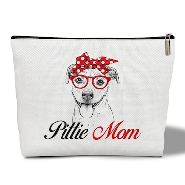 Pitbull Gifts Makeup Bag for Women, Pittie Mom Makeup Bags Animal Lovers Dog Lovers Gift For Pitbull Mama Pit Bull Terrier Owner Best Friend Bestie Sister, Toiletry Pouch Travel Organizer Bag - 14