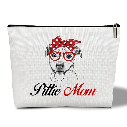 Pitbull Gifts Makeup Bag for Women, Pittie Mom Makeup Bags Animal Lovers Dog Lovers Gift For Pitbull Mama Pit Bull Terrier Owner Best Friend Bestie Sister, Toiletry Pouch Travel Organizer Bag - 14