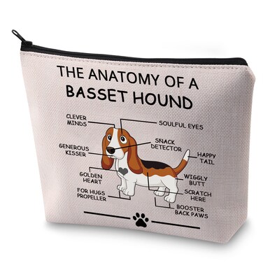 LEVLO Funny Basset Hound Dog Lovers Gifts The Anatomy of A Basset Hound Cosmetic Bags Basset Hound Veterinary Mom Travel Toiletry Bags (Basset Hound)