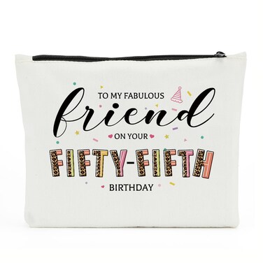 55th Birthday Gift for Women, 55 Year Old Gifts Ideas, Friendship Gifts Cosmetic Bag, 55th Birthday Gifts for Mothers Day Anniversary, Turning 55 Gifts for Grandma Cousin Sister Mom Leopard Makeup Bag