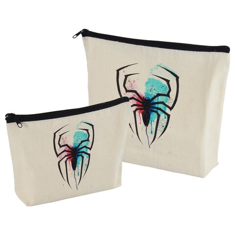 1P1K Makeup Bag For Women, Red and Blue Spider, 2Pcs Cosmetic Bags, Pencil Case