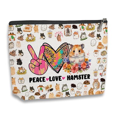 Hamster Gifts for Hamster Lovers Hamster Gifts for Women Girls Hamster Makeup Bag Funny Birthday Christmas Gifts for Best Friend Sister Cute Hamster Travel Toiletry Makeup Organizer Zipper Pouch