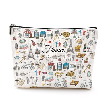 France Travel Gifts France Paris Makeup Bag Cosmetic Bag Paris Souvenirs Funny France Lovers Gift Birthday Bachelorette Party Friendship Gifts for Women Girls Best Friend Sister Bridesmaid Christmas