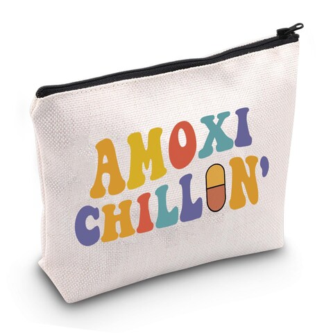 JXGZSO Pharmacist Gift Amoxi Chillin Makeup Bag Pharmacy Technician Gift Doctor Gift Nurse Gift (AMOXI CHILLIN&#39; Bag)
