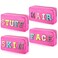 Hillban 4 Pack Chenille Letter Bag Makeup Bag Preppy Skincare Bag Nylon Cosmetic Pouch Zipper Waterproof Organizer Makeup Travel Bag Set for Teen Girls Women Travel Toiletry