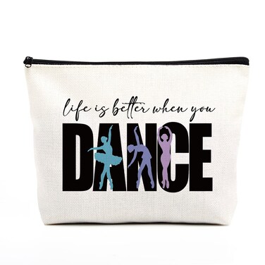 fkovcdy Dance Bag Ballet Ballerina Makeup Bag Elegant Dancer Gifts Inspirational Recital Gifts for Women Teen Dance Lovers Dancing Dance Teacher t Life Is Better When You Dance