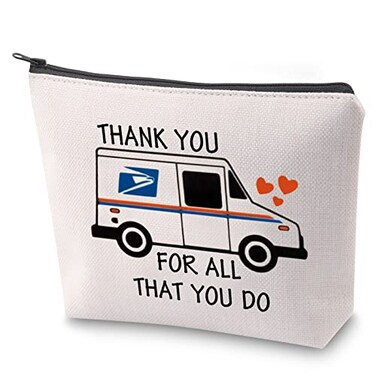 ZJXHPO Mail Truck Cosmetic Bag Thank You For All That You Do Makeup Bag With Zipper Mail Lady Thank You Travel Case Gift Mail Carrier Gift (Mail Lady do)