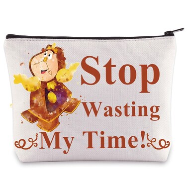 WZMPA Funny Cogsworth Clock Cosmetic Bag Cogsworth Fans Gifts Stop Wasting My Time Cogsworth Zipper Pouch Bag Cogsworth Merchandise (Stop Wasting)