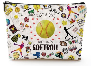 Softball Gifts Makeup Bag Softball Gifts for Girls Inspirational Gifts for Women Her Softball Lovers Mom Grandma Daughter Sister Birthday Gifts for Female Coworker Friend BFF Besties