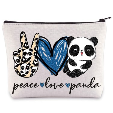 WZMPA Cute Panda Cosmetic Bag Panda Fans Gifts Peace Love Panda Makeup Zipper Pouch Bag For Panda Lover (love panda)