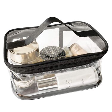 ANEMEL Toiletry Bag Makeup Cosmetic Clear Bag Portable Waterproof Transparent Travel Storage Black