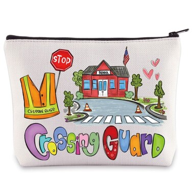WZMPA Crossing Guard Cosmetic Bag Lollipop Lady Gift Cross Walk Aide Traffic Makeup Zipper Pouch Bag Crossing Guard Appreciation Gift (Crossing Guard)