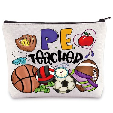 WZMPA PE Teacher Cosmetic Bag PE Teacher Gifts Physical Education Teacher Makeup Zipper Pouch Bag PE Teacher Merchandise (PE Teacher)