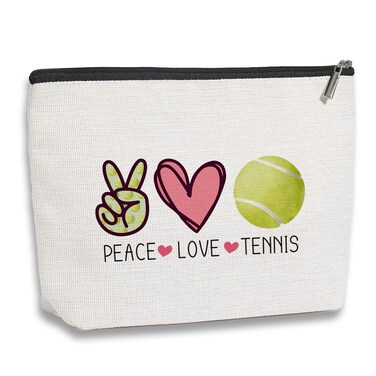 kdxpbpz Tennis Gifts Tennis Pouch Bag Inspirational Gifts for Women, Gifts for Tennis Lovers Players Birthday Gift for Coach Best Friend Sister - Peace Love Tennis Makeup Bag