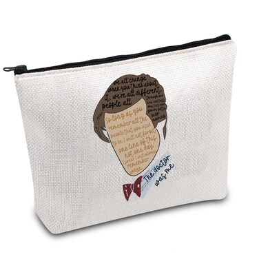 FOTAP Who Inspire Merch Doctor Makeup Bag Eleventh Doctor Gift Doctor TV Show Inspire Zipper Pouch 11th Doctor Fan Gift (THE DOCTOR Head)