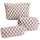 Makeup Bag Checkered Cosmetic Bag Large Capacity Traveling Toiletry Pounch Organizer Cute Makeup Brushes Aesthetic Accessories Storage Bag for Girls Women (Purple-White)