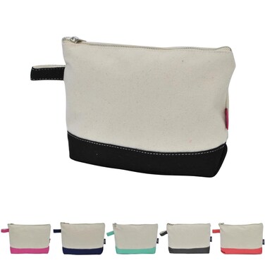 NGIL Jute/Canvas Large Travel DYI Cosmetic Bag Pouch for Women Multipurpose Travel Toiletry Pouch, Personalized Makeup Bag, Best Friend Gift, Bridesmaid Gift Ideas (Jute-Black)