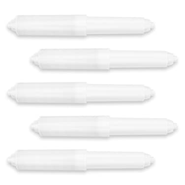 5 Pack Spring Loaded Toilet Tissue Holder Spindle Replacement Rod Plastic Donner Paper Holder Roller Mason Toilet Paper Roller (White)