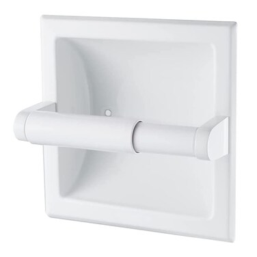 Recessed Toilet Paper Holder White - Bathroom Toilet Tissue Holder Wall Mount Recessed Toilet Paper Roll Holder Stainless Steel