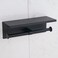Toilet Paper Holder with Shelf Black Matte Double Head Toilet Tissue Roll Holder 304 Stainless Steel Wall Mount for Bathroom