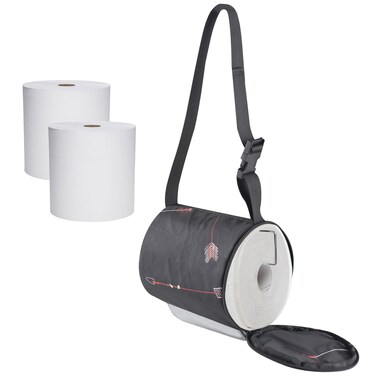 YUJHON Hanging Camping Toilet Paper Holder Kitchen Waterproof Paper Towel Holder Organizer Car Bathroom Toilet Paper Protector from Cats Outdoor Travel Portable Roll Paper Storage Bag(Black Pattern)