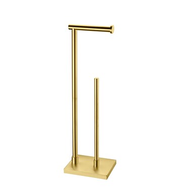 Miyili Bathroom Lavatory Toilet Paper Holder Stainless Steel Freestanding Toilet Tissue Roll Holder Gold, F02G2