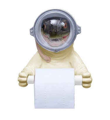 123Arts Toilet Paper Holder Dinosaur Astronaut Resin Roll Paper Holder Wall Mount Towel Rack