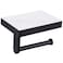 Sintered Stone Toilet Paper Holder with Shelf Matte Black, APLusee Stainless Steel Paper Holder with Phone Shelf Wall Mounted