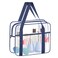 HAOGUAGUA Extra Large Clear Cosmetic Makeup Bag, Transparent PVC Tote Shoulder Bag Stadium Approved, Waterproof Clear Toiletry Carry Pouch Makeup Artist Bag Diaper Bag (Blue)