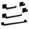 TRUSTMI Black Bathroom Hardware Set Contemporary 5-Pieces Wall Mounted Towel Bar Set, Stainless Steel Square Shaped Bathroom Hardware Accessories, Matte Black