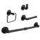 NearMoon 4 Pieces Industrial Pipe Bathroom Hardware Set, Include 18 Inch Towel Bar, Towel Ring, Toilet Paper Holder and Robe Hook, Heavy Duty Rustic Iron Decor Wall Mounted Accessories Kit (Black)