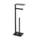 Miyili Matte Black Freestanding Toilet Paper Holder with Shelf, Paper Towel Dispenser Storage Organizer for Bathroom Square Style, F04B2