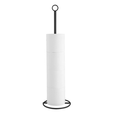 Eolax Toilet Paper Holder Stand, Free Standing Bathroom Tissue Paper Storage and Dispenser for 4 Spare Rolls, All Metal Sturdy Roll Storage Shelf, Black